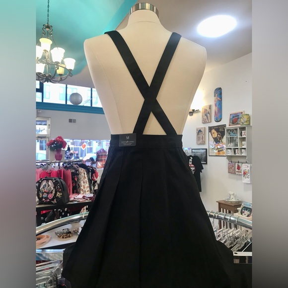 Rochelle Pleated Suspender Mini Skirt Black - Picture 3 of 10